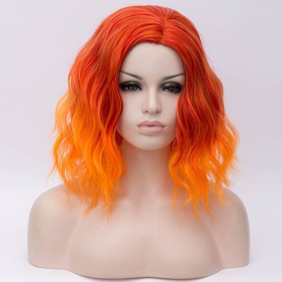 4" Women Short Orange Kinky Straight cosplay - Picture 1 of 5